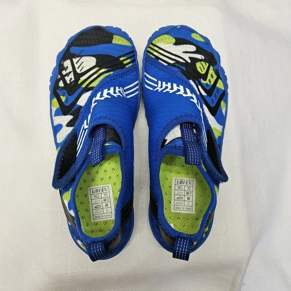 UBFEN Water Shoes Kids Sz 3 35 Blue Camo Aqua Socks Beach Pool Swim Barefoot